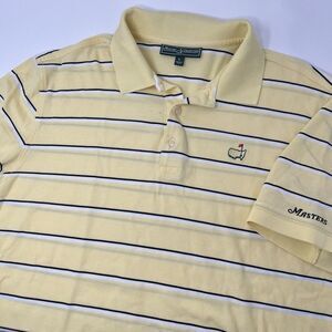 Masters Collection Size Large Men's Yellow Striped Polo Shirt Cotton Golf *read*